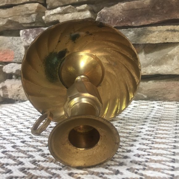Brass Candle Holder Chamberstick India Boho - Picture 4 of 10
